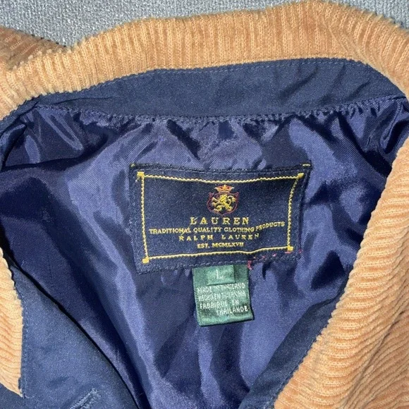 Vtg LAUREN Ralph Lauren Jacket Mens Large  Quilted Corduroy Trim Chore Barn Coat - Picture 2 of 10